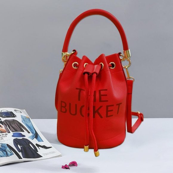 The Bucket Bags Leather Red #847 - Picture 1 of 7